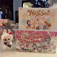 Figurines en peluche Popmart Labubu the Monsters Exciting Macaron Have a Seat Blind Box, jouets en peluche, poupées mignonnes, boîtes mystère, authentiques et originales