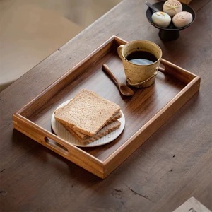 Walnut Wood Rectangular <b>Tea</b> <b>Tray</b> Solid Wood Serving <b>Tray</b> For Household Coffee Snack Elegant Design Handmade - Product Image 2