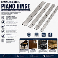 Charnière de piano sans trou, en acier inoxydable soudé, pour supports de table pliante ronds, charnières longues robustes