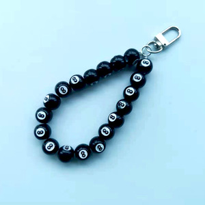 Sicherheit <span class=keywords><strong>Billard</strong></span> 8 Kugel Perlen Schlüssel bund Anti-Verlust Silikon Perle Wrist let Schlüssel ring Perlen Charm Harz Würfel Schlüssel anhänger Telefon Charms - Product Image 3