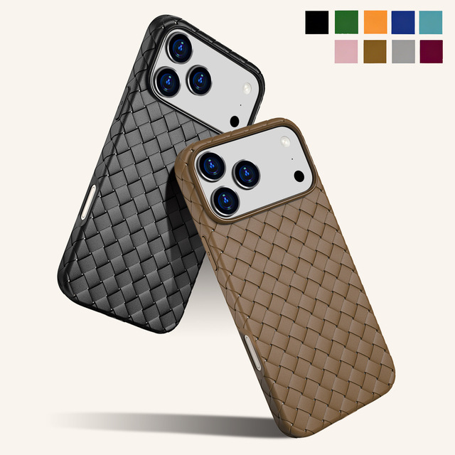 Weave Texture Shockproof Phone Case for iPhone 17 Pro Max 16 11 Pro XR XS Max 7 8 Plus Pure Color Anti-Fall Mobile Phone Cover