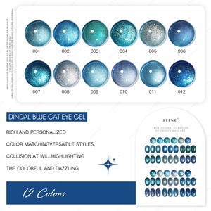 JTING Vente en gros de vernis à ongles gel effet œil de chat Dindal Blue de haute qualité, 12 couleurs, collection OEM/ODM, design gratuit, vernis à ongles gel professionnel - Product Image 5
