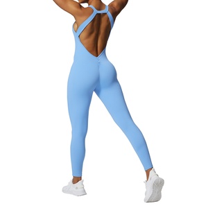 Cross-border Peach Butt Backless One-piece Yoga Suit Quick-drying Outdoor Waist-controlled Fitness Jumpsuit Tight <strong>Spaghetti</strong> - Product Image 5
