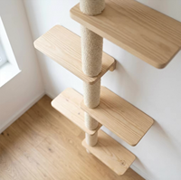 Meilleures ventes : Ensemble d'ameublement mural robuste en bois massif pour chat, avec structure d'escalade, adapté aux chats de grande taille, avec maison et escalier