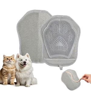 Gants anti-poils pour animaux de compagnie, gris, en forme d'arc, en plastique et tissu velours, pour le toilettage des chats à poils longs - Product Image 4