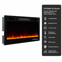 Cheminée électrique encastrable fine de 30 pouces certifiée CTUVus, murale, 1500W, avec contrôle intelligent WiFi Tuya, flamme LED linéaire, chauffage OEM