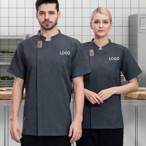 Chef Jacket Blue Color Restaurant Uniforms Arabic Sets Men Chef Uniform All Colors Wholesale Kitchen Chef Coat Jacket Men Gray - Product Image 1