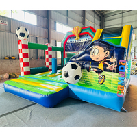 Istana Balon Tema Sepak Bola Castillo, Kombinasi Perosotan dan Rumah Loncat Tiup dengan Blower