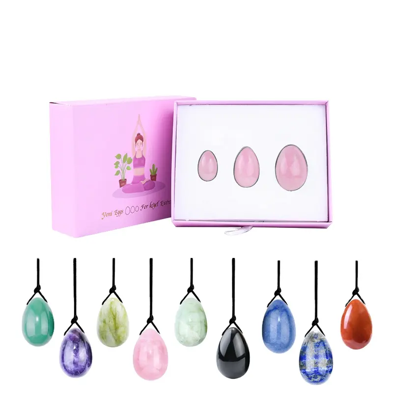 Conjunto de ovos para exercício vaginal, conjunto de ovos de jade yoni puro e quartzo rosa, com ovo personalizado yoni para mulheres