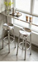 Tabouret de bar pivotant et réglable en hauteur en acier inoxydable, style moderne et minimaliste, pour café, bar, comptoir de salon de thé et bar de luxe