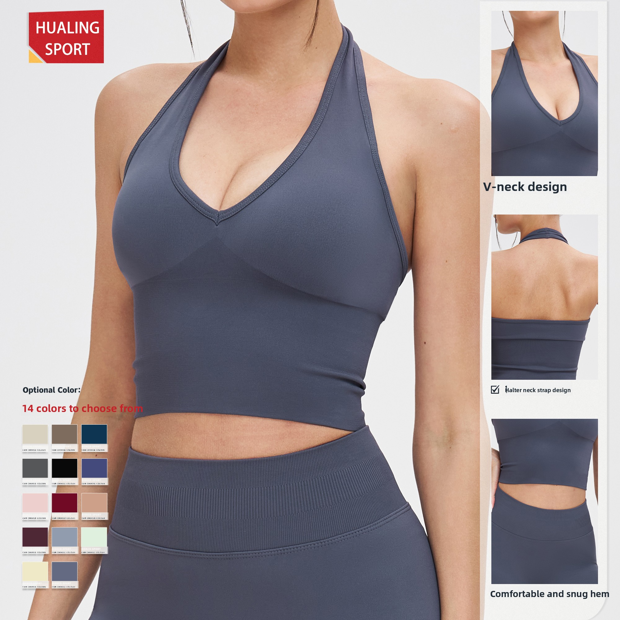 Women's Halter Neck Backless Padded Sports Bra Full Coverage Shockproof Breathable Yoga Top for Workout Fitness