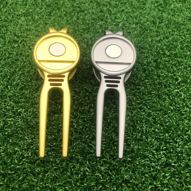 Golf Zubehör Bulk Blank Matt Silber Gold Günstige Pitch Gabel Grün Reparatur Ball Metall Golf Divot Tool