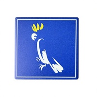 Sous-verre carré en céramique, motif animaux australiens (Kangourou, Koala, Échidne), bleu, design contemporain, vente en gros usine