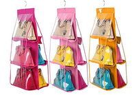 Sac de rangement suspendu en tissu transparent écologique, robuste et pliable, avec six boucles, pour sacs à main, design élégant