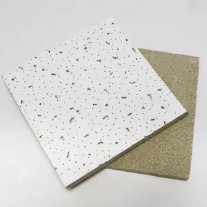 Carreaux de plafond 600x1200 Faux Plafond Conception Acoustique Fiber Minérale Carton Blanc Carré Moderne Étanche Plafond Panneau S-MFB01