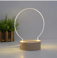 Lampe de nuit 3D à base de bois avec câble USB LED écriture acrylique effaçable