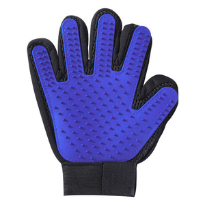Gant de toilettage pour animaux de compagnie, en caoutchouc bleu, main gauche, pour chats et chiens, outil d'élimination des poils - Product Image 1
