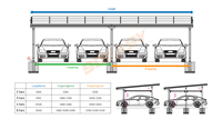 Estructura de Soporte Impermeable de Aluminio para Sistema de Montaje de Carport Solar Residencial y Comercial, Soporte para Paneles Fotovoltaicos, Refugio para Estacionamiento
