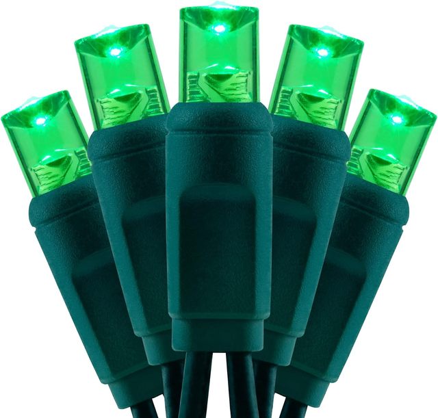Waterproof IP65 50Lt Wide Angle Green 5MM LED Christmas Lights for Outdoor Use