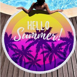 Serviette de plage ronde en coton imprimée sur mesure pour les vacances, avec franges - Product Image 2