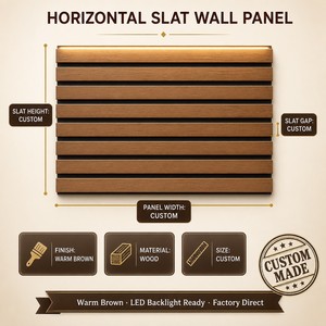 Pannello a Doghe Orizzontali in Legno per <span class=keywords><strong>Testata</strong></span> del <span class=keywords><strong>Letto</strong></span>, Dimensioni Personalizzate OEM - Product Image 6