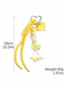 Porte-clés en corde tressée avec nœud étoile fraise mignon, fermoir en métal cœur, breloque de sac, pendentif en ficelle tressée fait main Y2K, cadeau de mode pour filles - Product Image 5