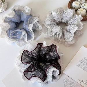 Coletero de Pelo con Diseño Coreano, Elegante y Dulce, con Encaje Elástico de Varias Capas y Patrón Floral, Accesorio Suave para el Cabello para Niñas - Product Image 1
