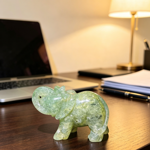 Statua di Elefante in Cristallo Naturale Lucidato <span class=keywords><strong>Prehnite</strong></span>, <span class=keywords><strong>Pietra</strong></span> Curativa per Decorazione Casa e Regalo - Product Image 4
