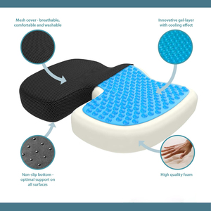 Coussin de siège ergonomique en velours de luxe rafraîchissant pour le coccyx, en forme de U, avec gel orthopédique rafraîchissant pour chaise de bureau – Confort estival - Product Image 3