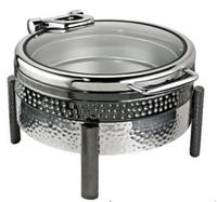 Luxe 9L rechthoekige chafing dish hydraulisch zilver gehamerd 304 roestvrij staal met glazen deksel