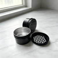 Pot en aluminium noir mat OEM 100 ml avec couvercle ventilé, conteneur métallique vide pour l'emballage de produits d'aromathérapie, de parfums solides et de soins de la peau