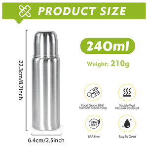 Biberón de Acero Inoxidable (18/8 304) de 8oz con Certificación CPC, Resistente a las Arrugas, con Boquilla de Silicona y Tetina - Product Image 4