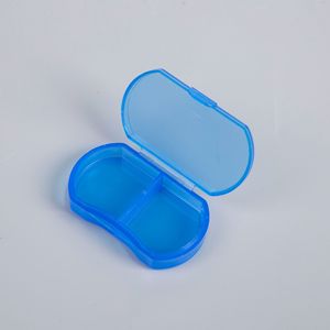 Pastillero portátil de dos compartimentos, caja de almacenamiento de medicamentos a prueba de polvo, sellada, de plástico transparente, para uso diario - Product Image 3