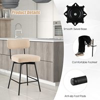 Tabouret de Bar pivotant avec siège et repose-pieds rembourrés pour l'îde cuisine, le Bar, le comptoir