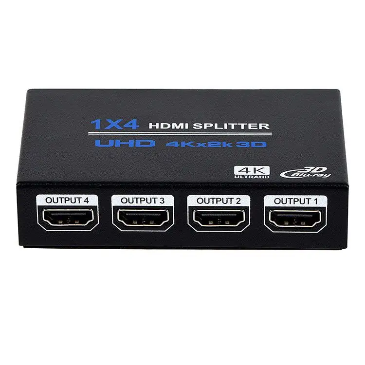 1x4 HDMI Splitter, 1 in 4 Out HDMI Splitter Audio Video Distributor Box Support 3D & 4K x 2K Compatible for HDTV, STB, DVD, PS3