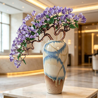 Arbre de la prospérité en cristal d'améthyste naturel fait main en forme de fleur, ornement bonsaï dans un vase artistique émaillé, artisanat en cristal pour cadeau, vente en gros
