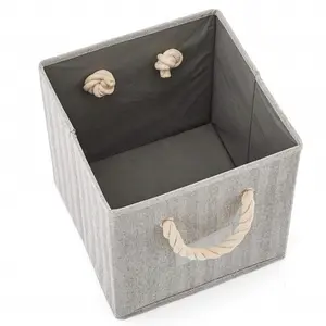 Decorative Toy Boxes Organization, Fabric Storage Cube with Rope