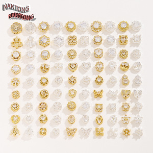 NANTONG Mixed Shape Zircon Spacer Beads Gold Silver Plated <b>Copper</b> DIY Jewelry <b>Bracelet</b> Necklace Findings 14K Plated - Product Image 1