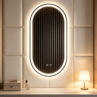 Miroir de salle de bain ovale à LED, rétroéclairé, anti-buée, avec commande tactile, miroir de vanité intelligent décoratif mural pour salles de bain modernes