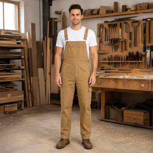 Salopette da <span class=keywords><strong>Lavoro</strong></span> da Uomo in Tela con Bretelle Regolabili, Tasche Multiple, Gamba Dritta, per Carpentieri e Operai Edili - Product Image 1