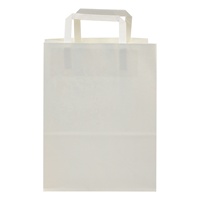 Sac en papier kraft blanc 12 lb avec poignée plate pour livraison, emballage cadeau, shopping et artisanat