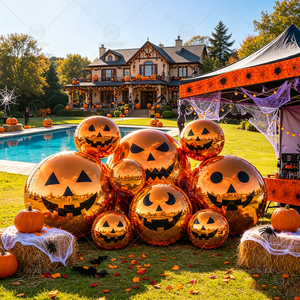 <span class=keywords><strong>Esfera</strong></span> de Espejo Gigante Comercial con Diseño de Calabaza Fantasma |   <span class=keywords><strong>Esfera</strong></span> Inflable Grande y Brillante para Fiestas de Halloween en el Patio Trasero, Fiestas en la Piscina y Eventos Festivos - Product Image 4