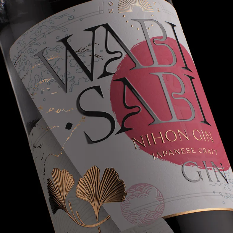 Custom Premium 3D Varnish Gin Label Gold Foil Embossing Printed Logo Spot UV Textured Paper Wine Bottles Packaging Labels