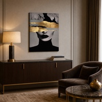 Art mural abstrait de visage de femme, impression sur toile noir, or, gris, décoration moderne pour salon, chambre, bureau, hôtel, appartement