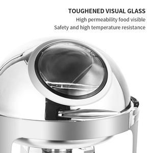 Roll Top Equipamento Comercial Hotel Buffet 6 Litros Chafing Dish Wedding Round Food Warmer com Janela Visual - Product Image 2