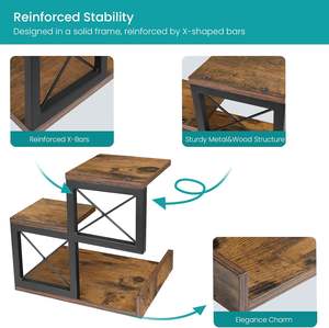 رف كتب خشبي صغير 3 طبقات رف تخزين راهض حامل عرض للمكتب Dector - Product Image 3
