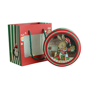 Navidad ventana transparente lata redonda dibujos animados Santa Claus caja de hojalata impresa Navidad caramelo fondant galleta hornear caja de embalaje - Product Image 5