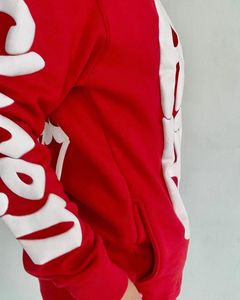 Alta calidad al por mayor Streetwear gráfico sudadera logotipo personalizado hombro caído pesado Puff estampado algodón liso en blanco Zip up Hoodie - Product Image 3