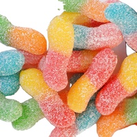 Boîte de 300g de bonbons gélifiés aux pruneaux acidulés et sucrés, vente en gros d'usine, confiseries fruitées moelleuses et mâchesables aux pruneaux