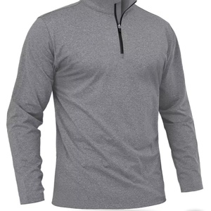 Chemises de golf légères pour hommes, doublées, en tissu chiné, à manches longues, avec fermeture éclair 1/4, pour l'été, logo personnalisé - Product Image 1